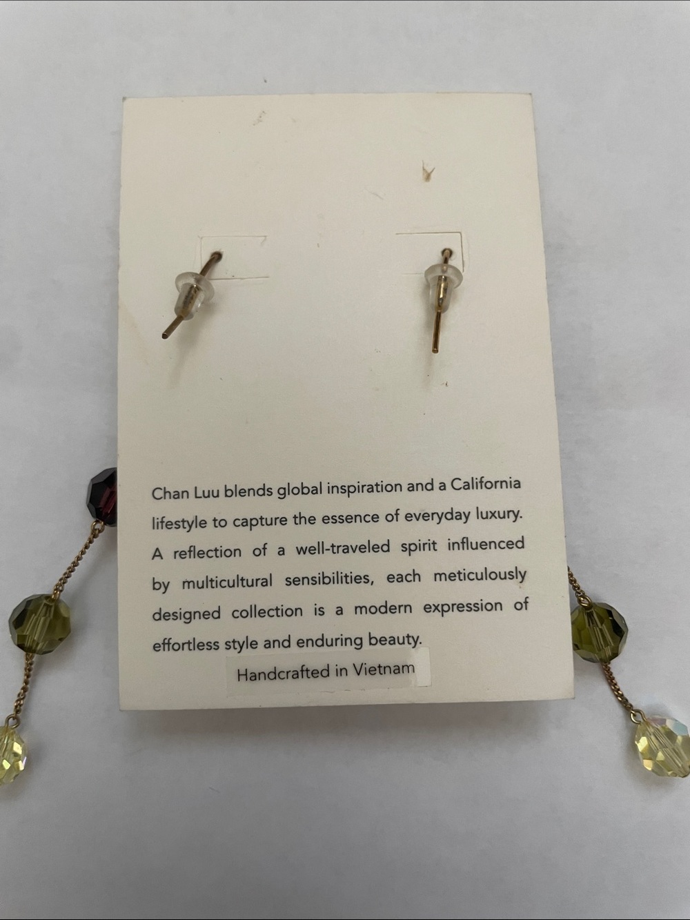 CHAN LUU Red, Olive & Iridescent Faceted Drop Earrings - Picture 2 of 4